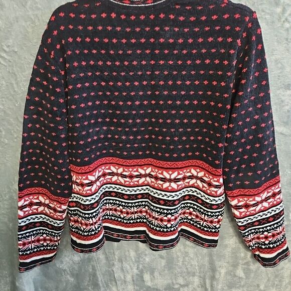 Croft &barrow Cardigan Sweater Christmas Sz Med black red soft - Picture 8 of 10